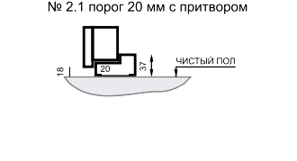 Порог 20 мм с притвором Порог 20 мм с притвором
